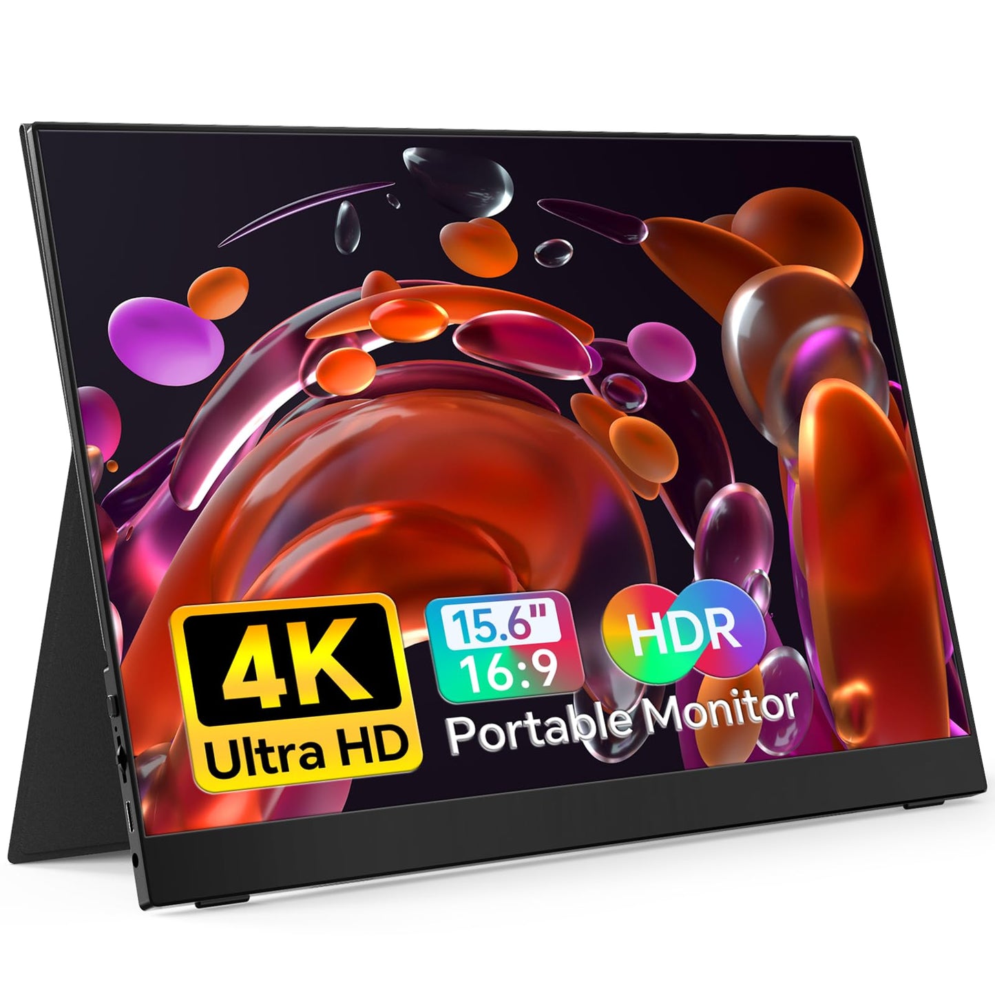 ForHelp True 4K Portable Monitor - 15.6inch UHD 3840×2160 100% sRGB USB-C HDMI External Second Monitor Portable IPS Screen Computer Display with Speakers for Laptop MacBook Switch PS5/4 Xbox