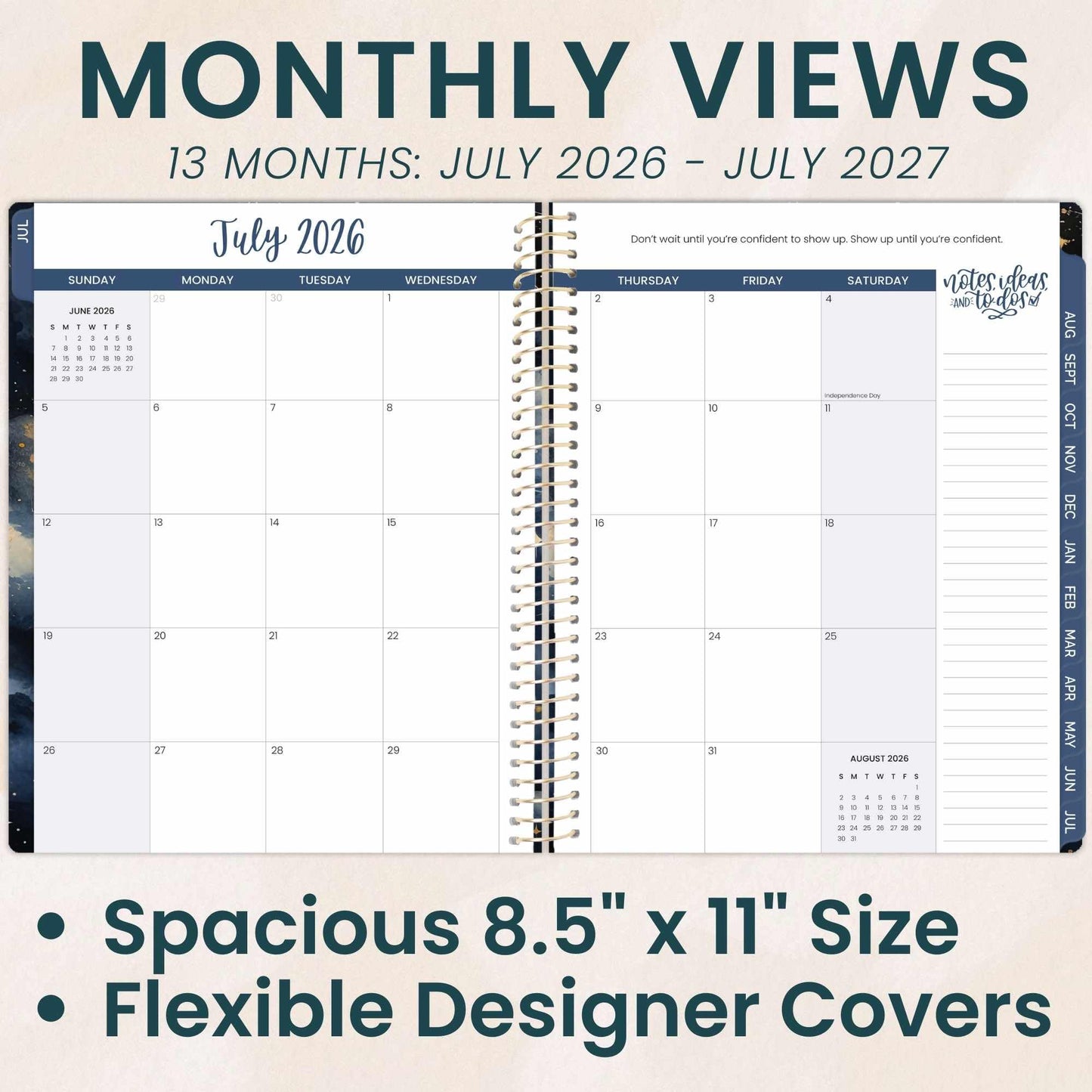 bloom daily planners 2026-2027 (8.5" x 11") Academic Year Day Planner (July 2026 - July 2027) - 13 Months Weekly & Monthly Dated Agenda Organizer with Stickers & Tabs - Midnight Sky