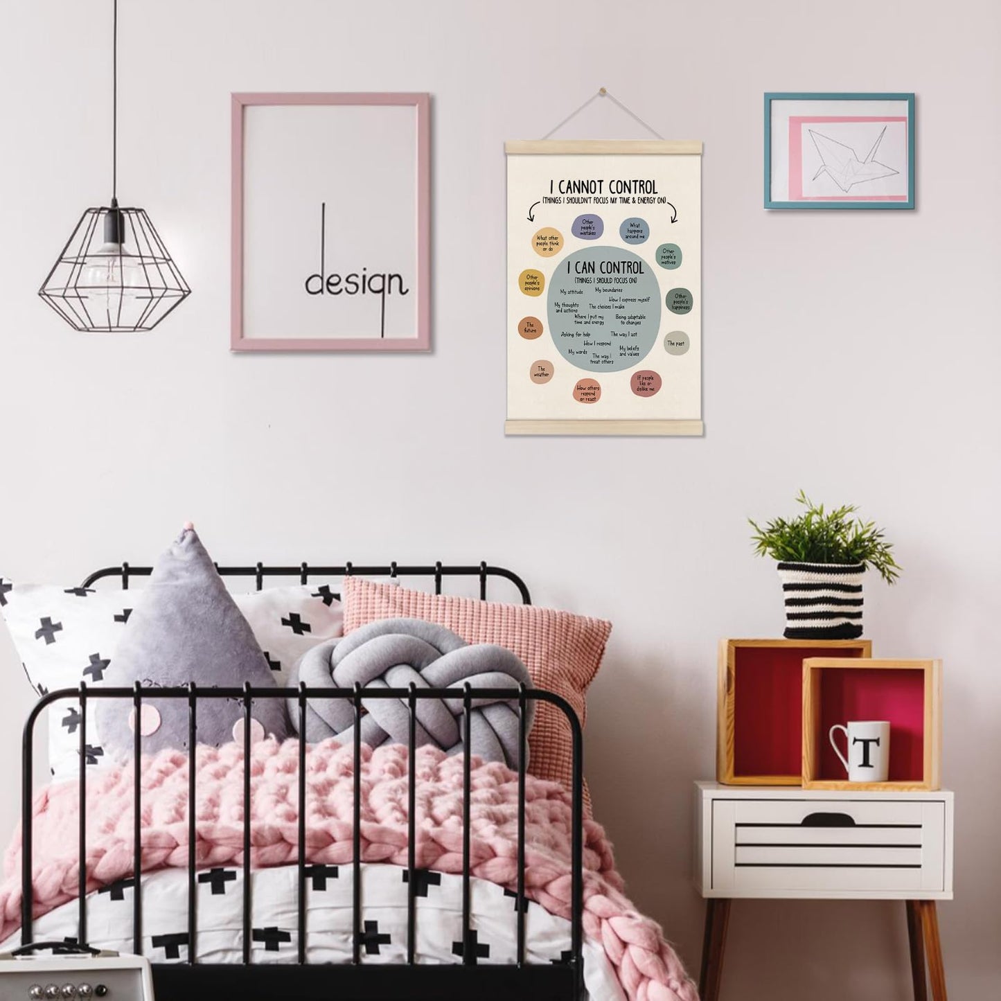 DOI-LANEE Mental Health Posters Hanger Frame, Things I Can Control Poster 16x12 Inch, Therapy Office Decor, Inspirational Wall Art for Homeschool Counseling Office, Calm Down Corner Wall Decor