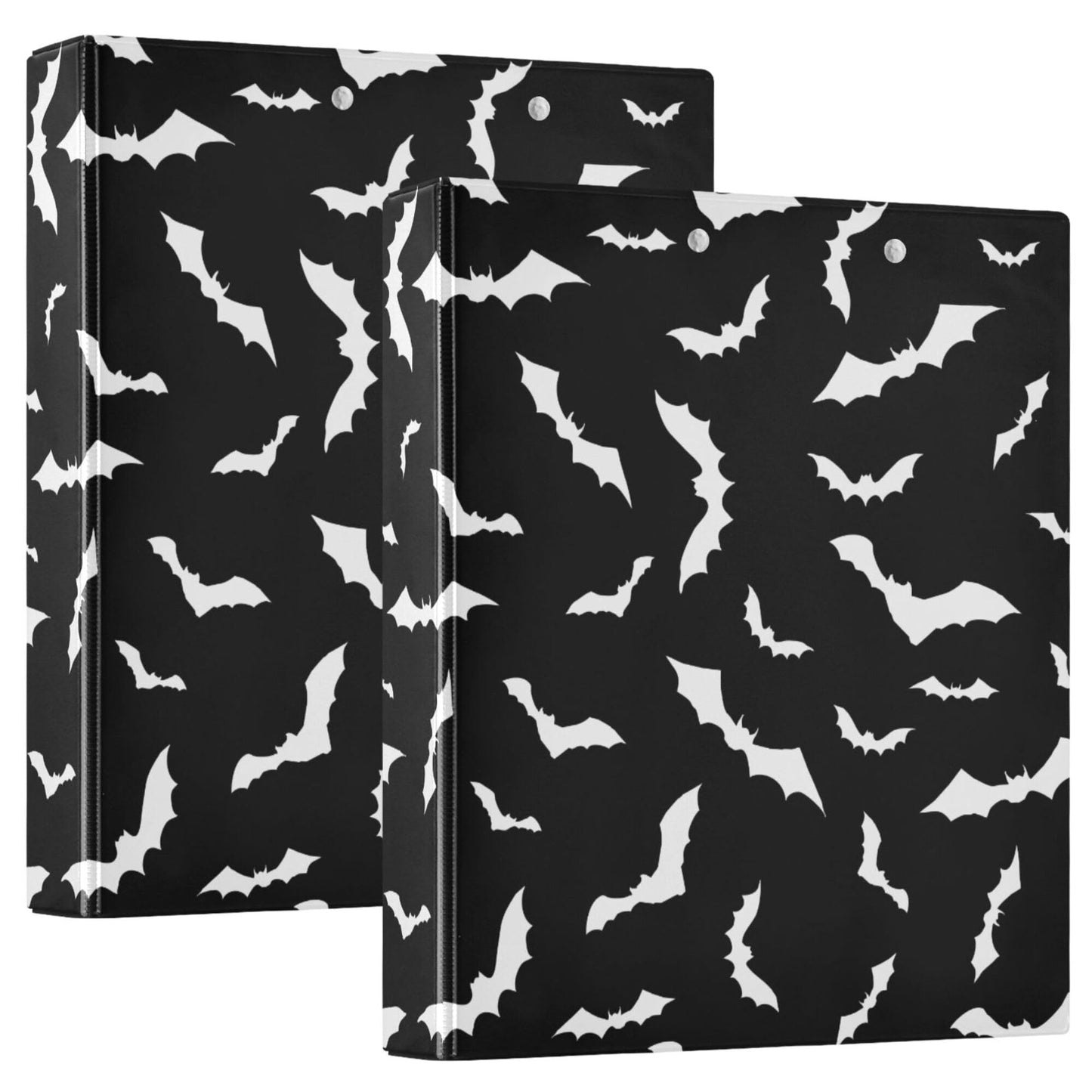 Halloween Bats Black Round Ring Binders 1.5 Inch 3 Ring Clipboard Binder for Office School Work Supplies File Folder Easy-Open 200 Sheet Capacity