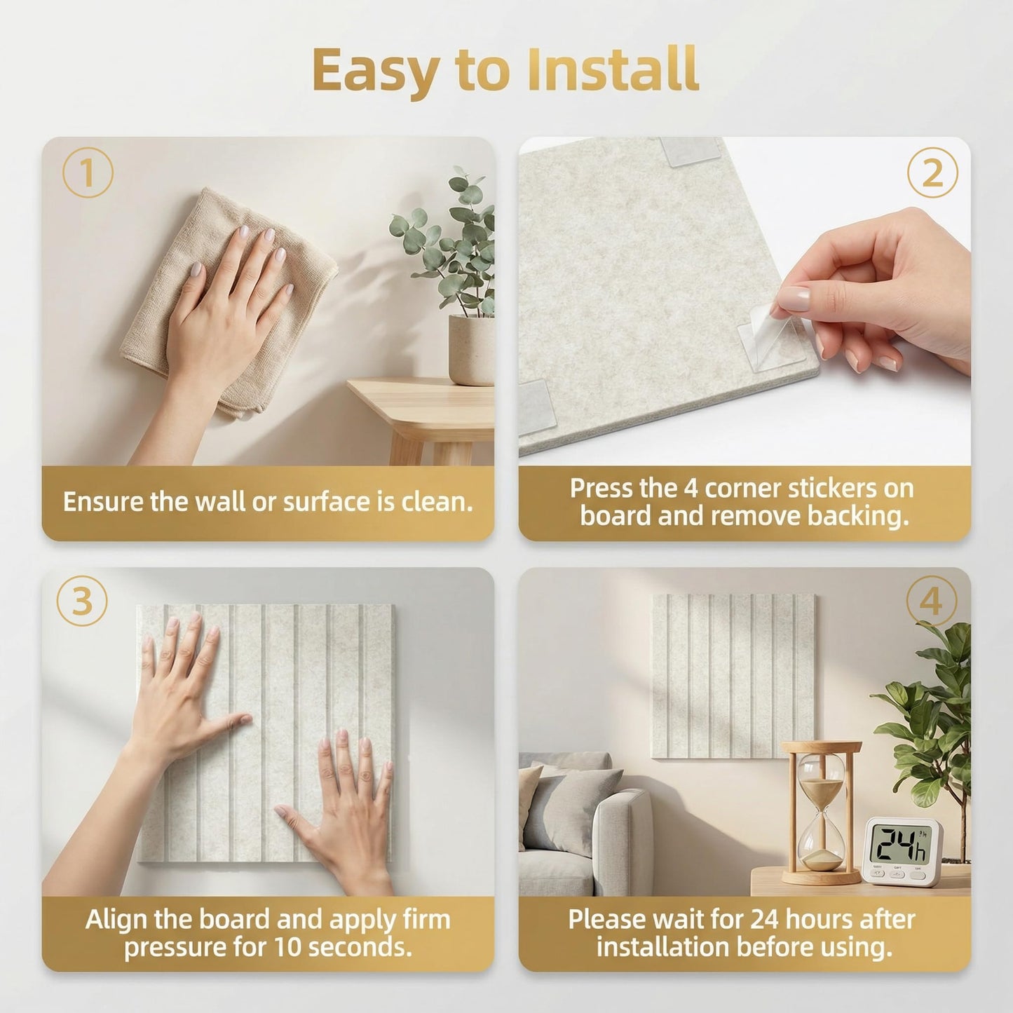 AHEONLAR Felt Bulletin Board 36" x 24", Cork Boards for Walls, 6 Pack Bulletin Board Large Cork Board for Office, Felt Boards with 40 Safe Removable Adhesive Tabs Pin Board for Home(Light Beige)