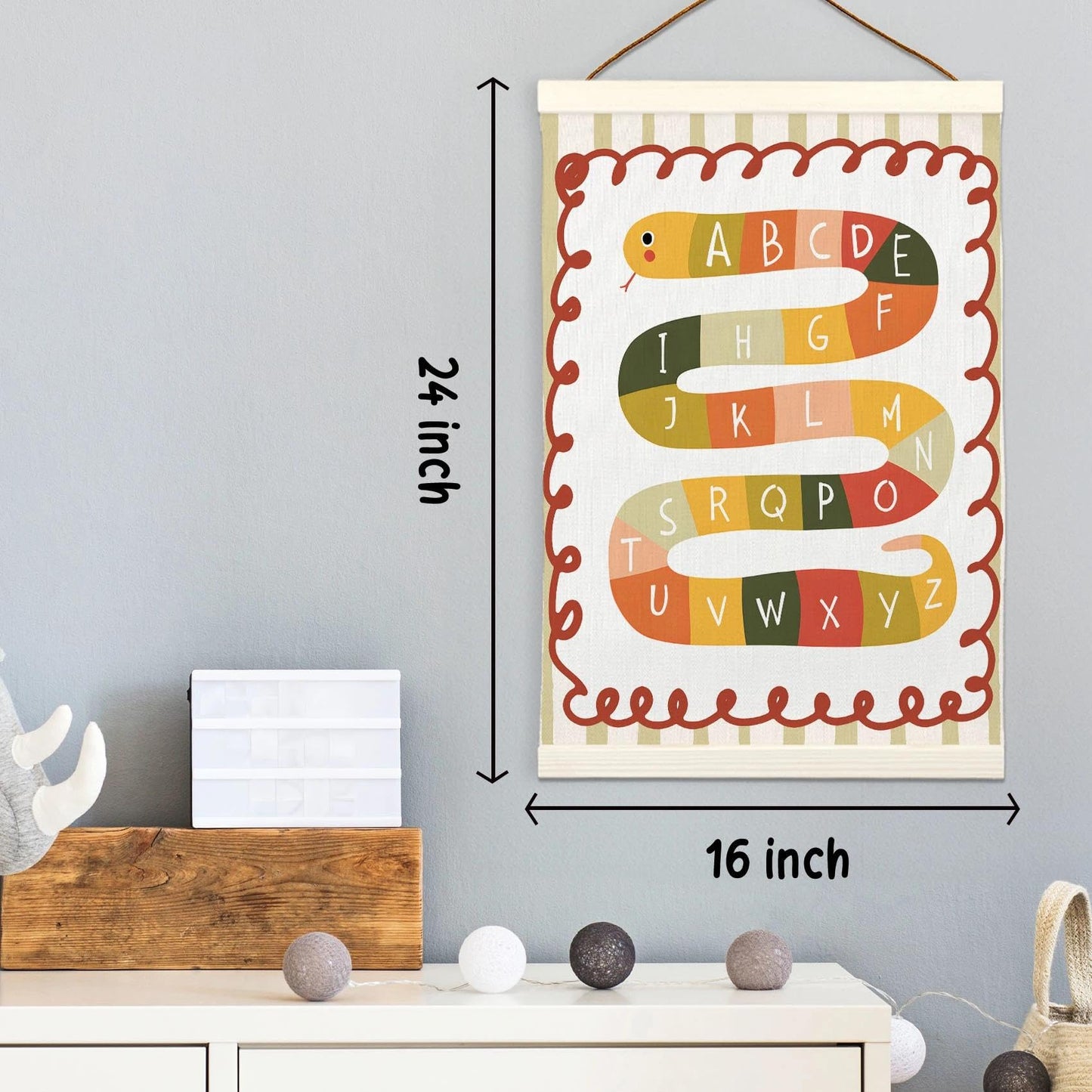 LKETW Snake Alphabet Classroom Poster Hanger Frame 12x16 Inch, Alphabet ABC Educational Wall Art Posters for Classroom, Kids Hanging Banner Decor for Nursery Toddler Boy Girl Room Bedroom Playroom