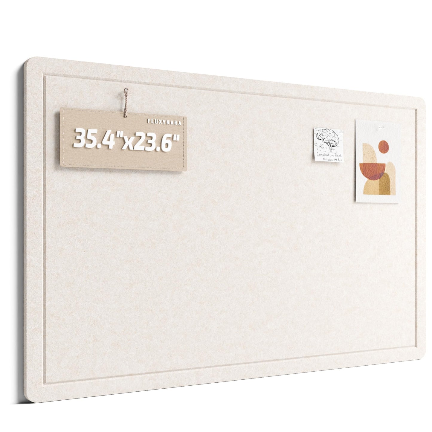 Fluxynara Bulletin Board,35.4" x 23.6" Cork Board Alternative with 12 Safe Removable Adhesive Tabs, Foldable Felt Pin Board for Home Office, Classroom, Bedroom,Entryway for Walls—Oatmeal