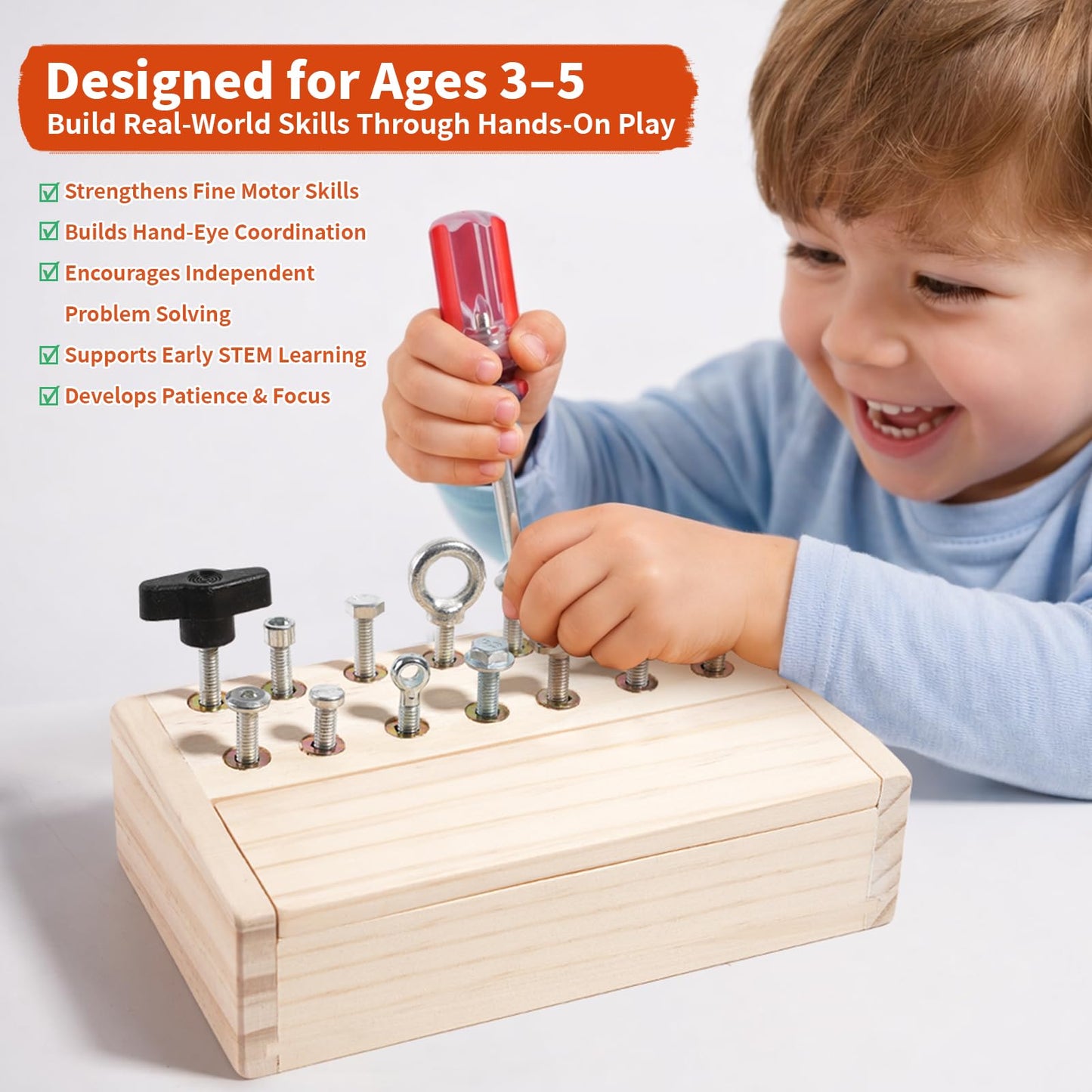 INIFEIDALA Kids Tool Set,Montessori Educational Toys for 3 4 5 Year Old,Montessori Screwdriver Board Set,Sensory Preschool Learning for Toddler Travel,Fine Motor Skills - STEM Toys