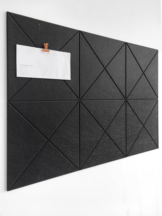 DECORITA Cork Board 24 x36 Alternative - 6 Pack Felt Wall Tiles with Safe Removable Adhesive Tabs, Cork Boards for Walls Cork Board for Home Office Pin Board Tack Board - Black