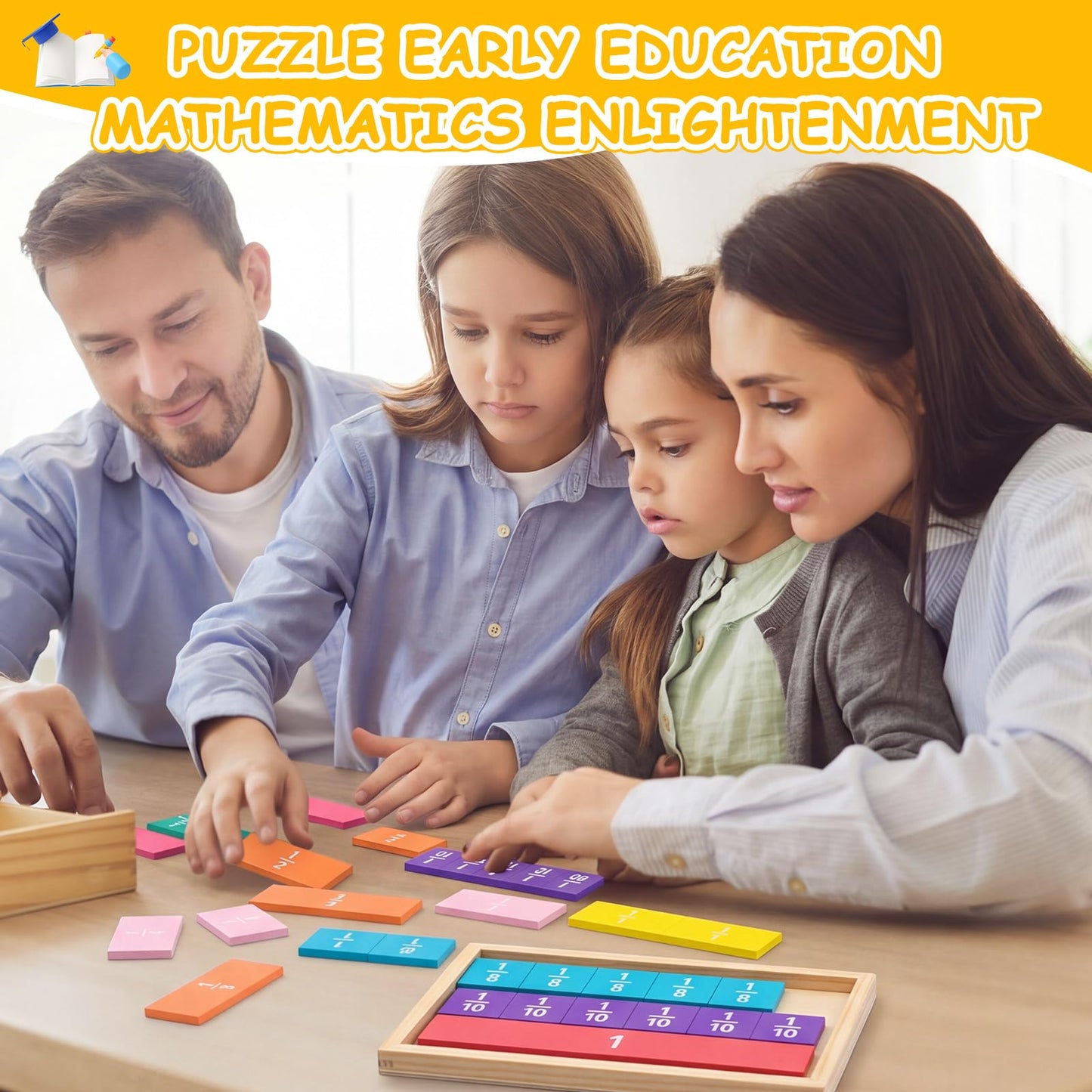 Sayglossy 40 Set Fraction Tiles Set for Math Classroom Rainbow Color Manipulatives Montessori Math Materials for Maths Classroom School Learning Educational Supplies