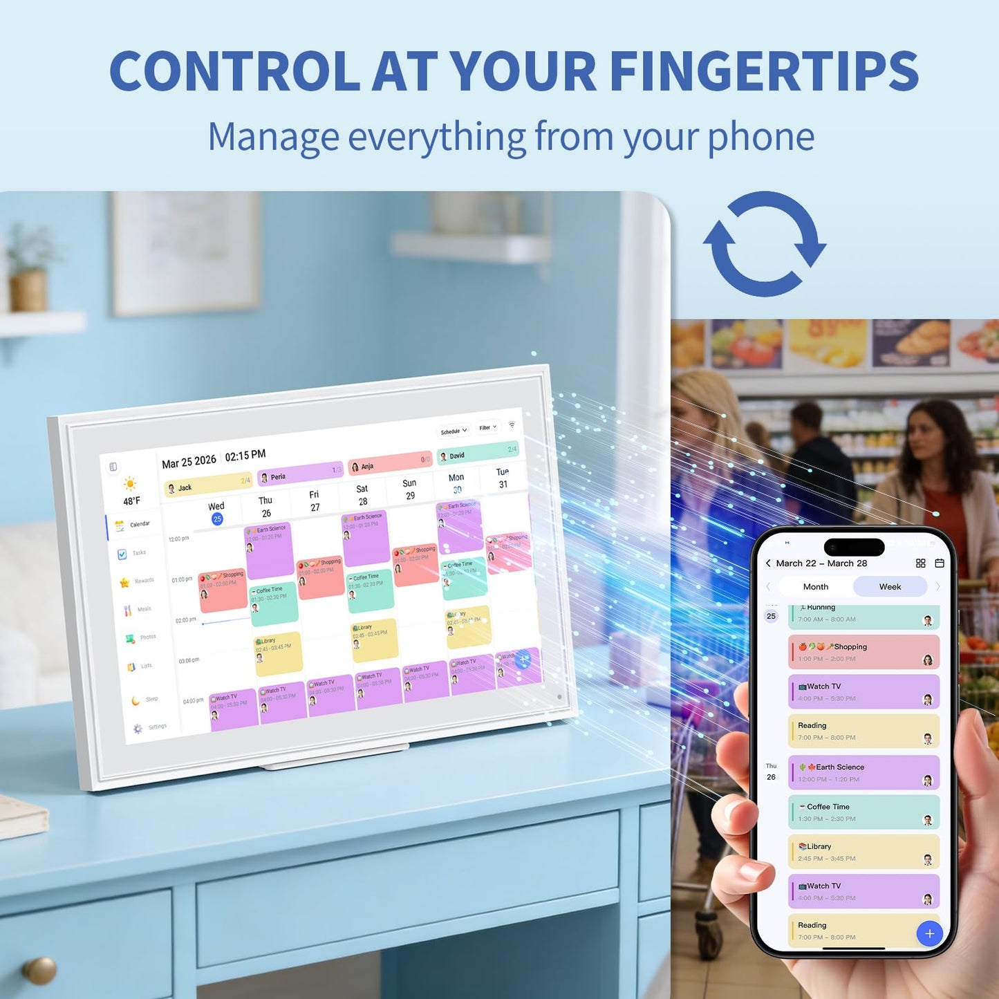 LiviNGPAi 21.5" Digital Calendar & Chore Chart, 1080P Full HD Touchscreen Smart Family Planner with WiFi Sync, Digital Wall Calendar for Home and Office