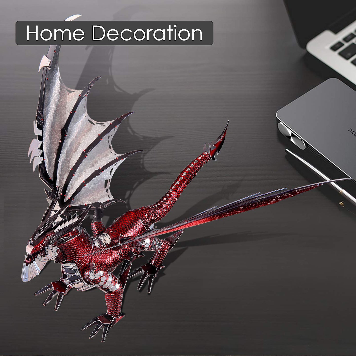 Piececool Black Dragon King 3D Metal Model Building Kits with DIY Tools Set, Challenging 3D Metal Puzzles for Family Time, Great Christmas Birthday New Year Gifts
