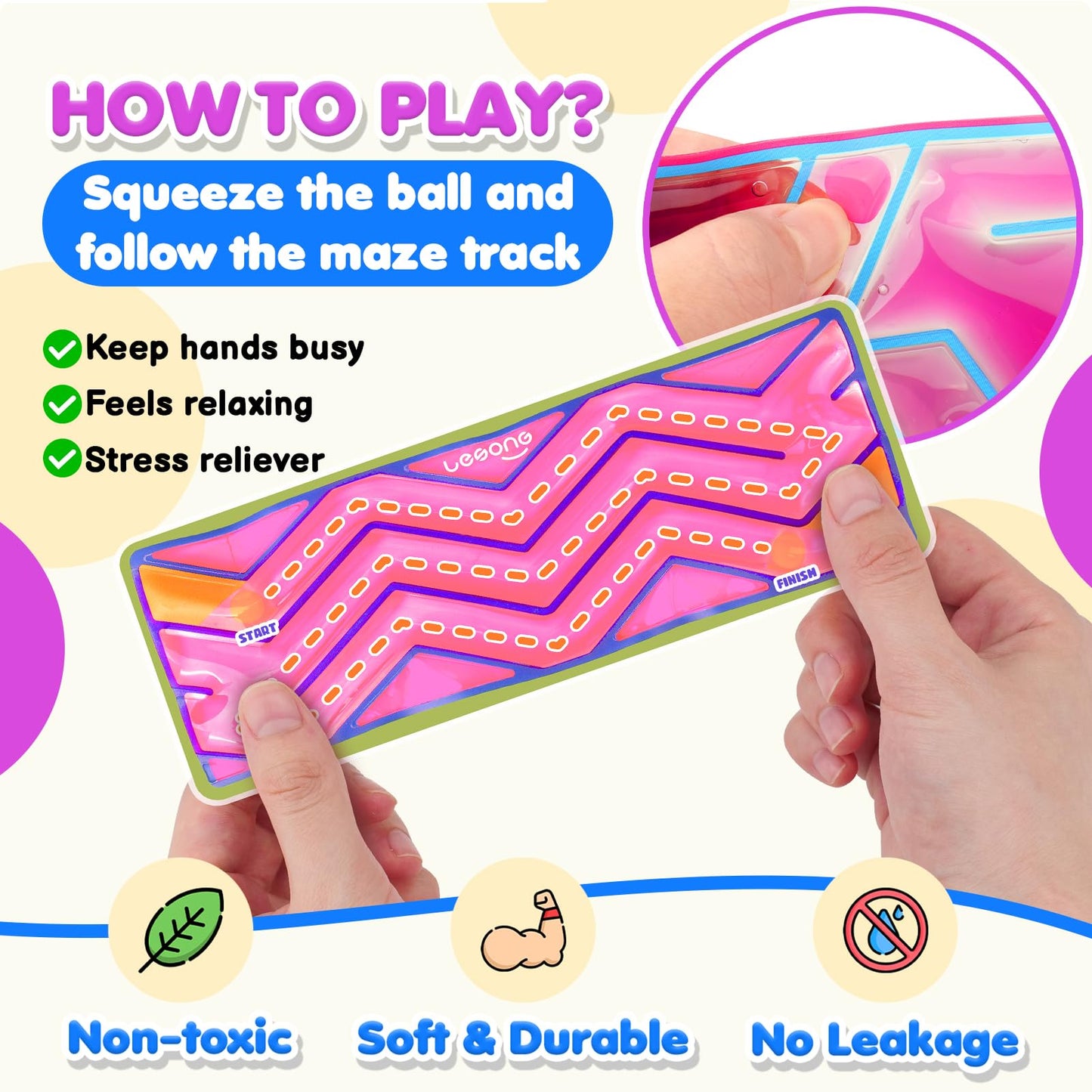 Squishy Sensory Fidget Autism Toys for Kids: Sensory Toys for Special Need 6 Pack Maze - Quiet Fidgets Sensory Filled Goo for Calming Down Classroom, Adult Office,Travel Essentials, Kid Students Gifts
