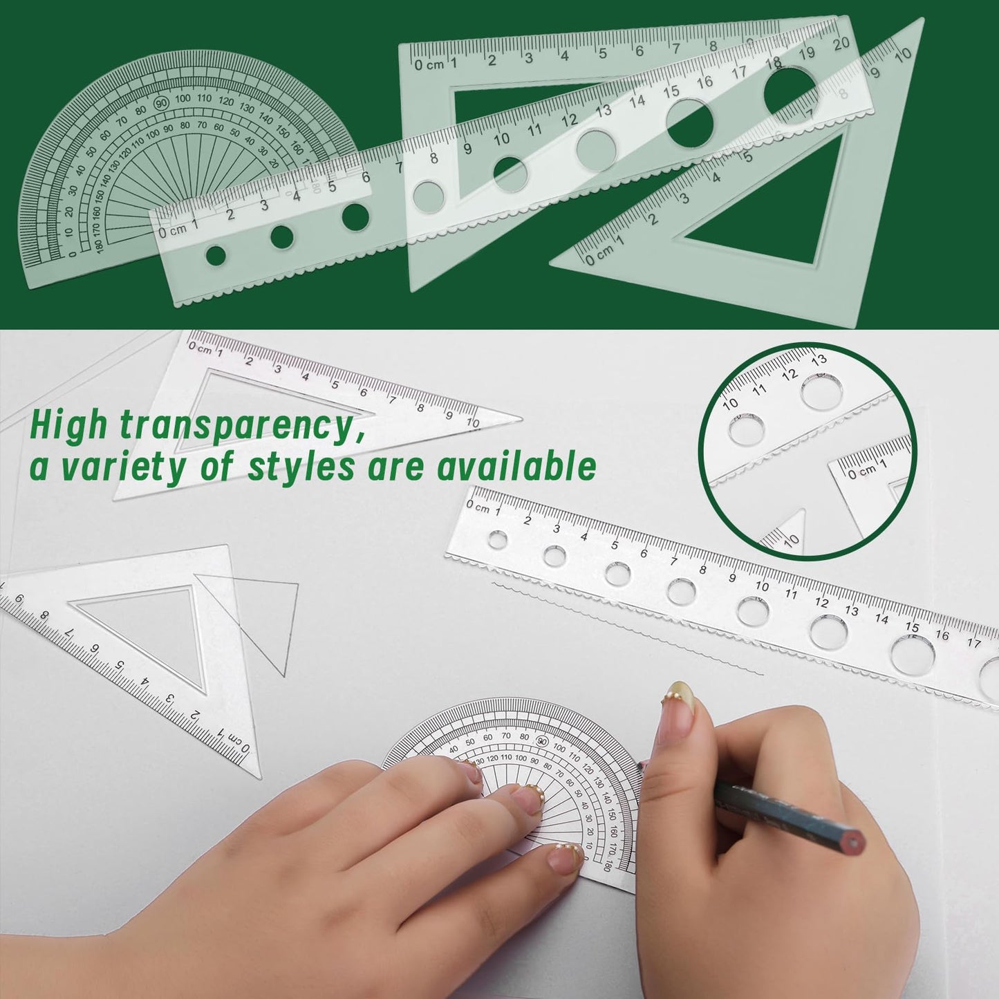 18 Pcs Geometric Drawings Templates, Drawing Stencils, Drawings Tools, Stencils for Drawing, Drafting Stencil with a Storage Bag for Architecture, Studying, Office, Designing