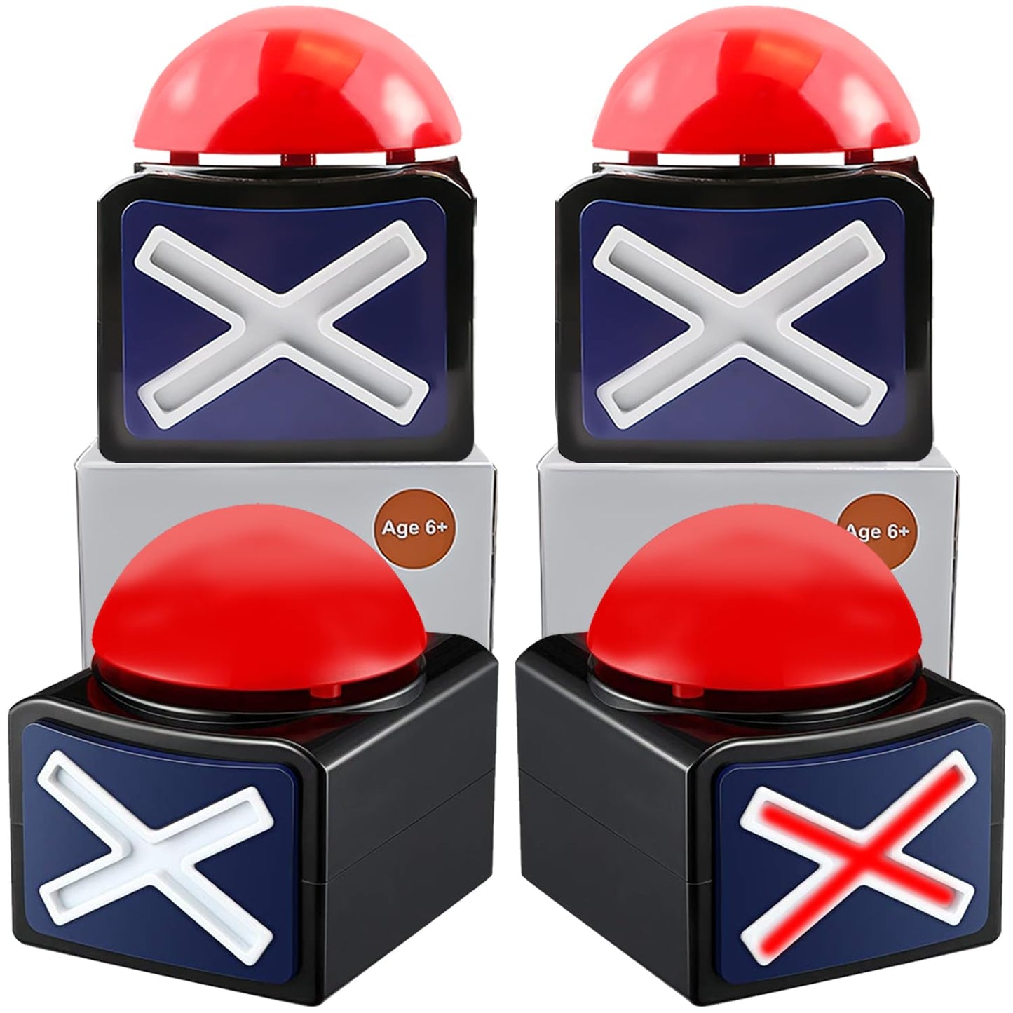 Yeffxior 4 Pack Game Buzzer with Lights and Alarm Sound Party Contest Sound Button Toy Buzzer for Game Shows, Trivia Quizzes and Family Talent Shows