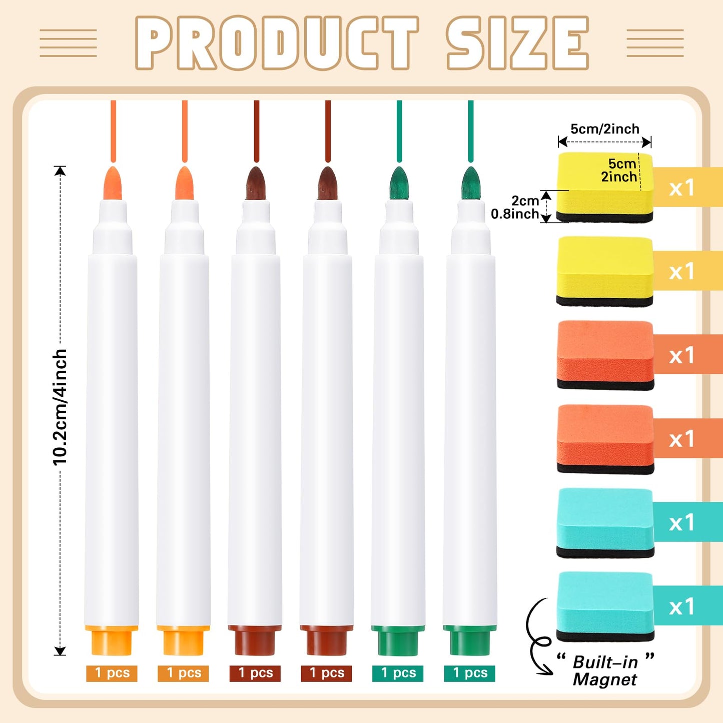 Watersay 24 Pcs Dry Erase Pocket Reusable Sleeves 10" x 14" Clear Plastic Sheet Protectors with Markers and Mini Dry Erasers for Paper(Boho)