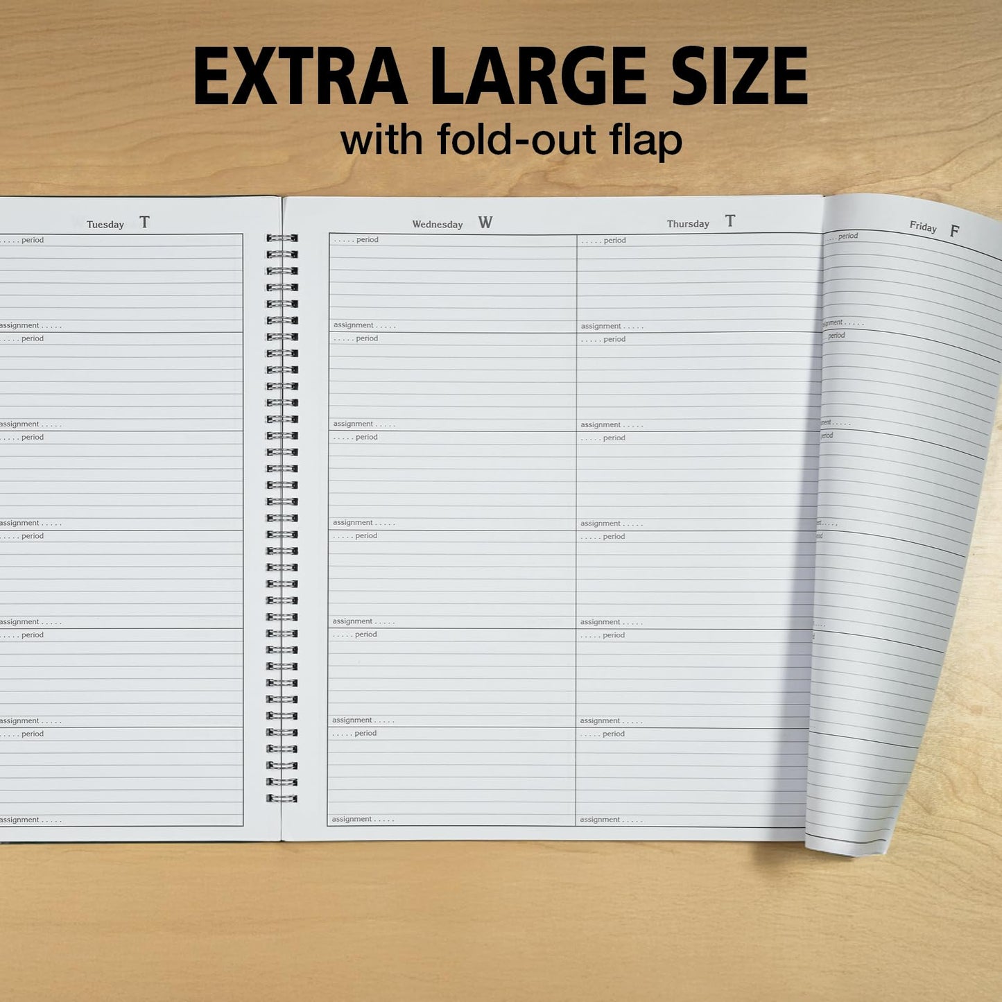 6 Period EXTRA Large Teacher Lesson Plan; Days Horizontally Across the Top (King Plan)