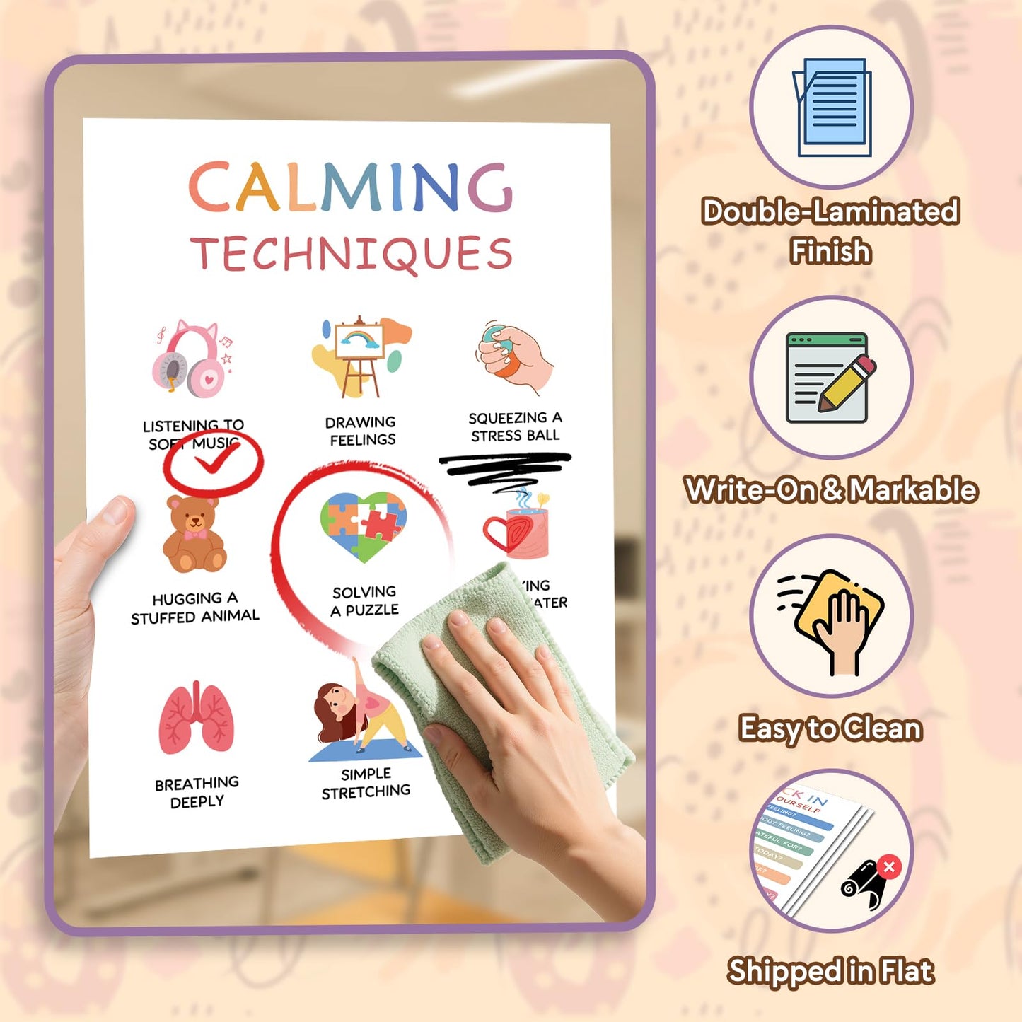 KIDS KING 12 Mental Health Posters, Therapy Office Decor, Counseling Office Must Haves School Counselor Supplies, Inspirational Positive Affirmations & Emotion Regulation Poster Wall Art Decor for Home Office Classroom (10"x14")