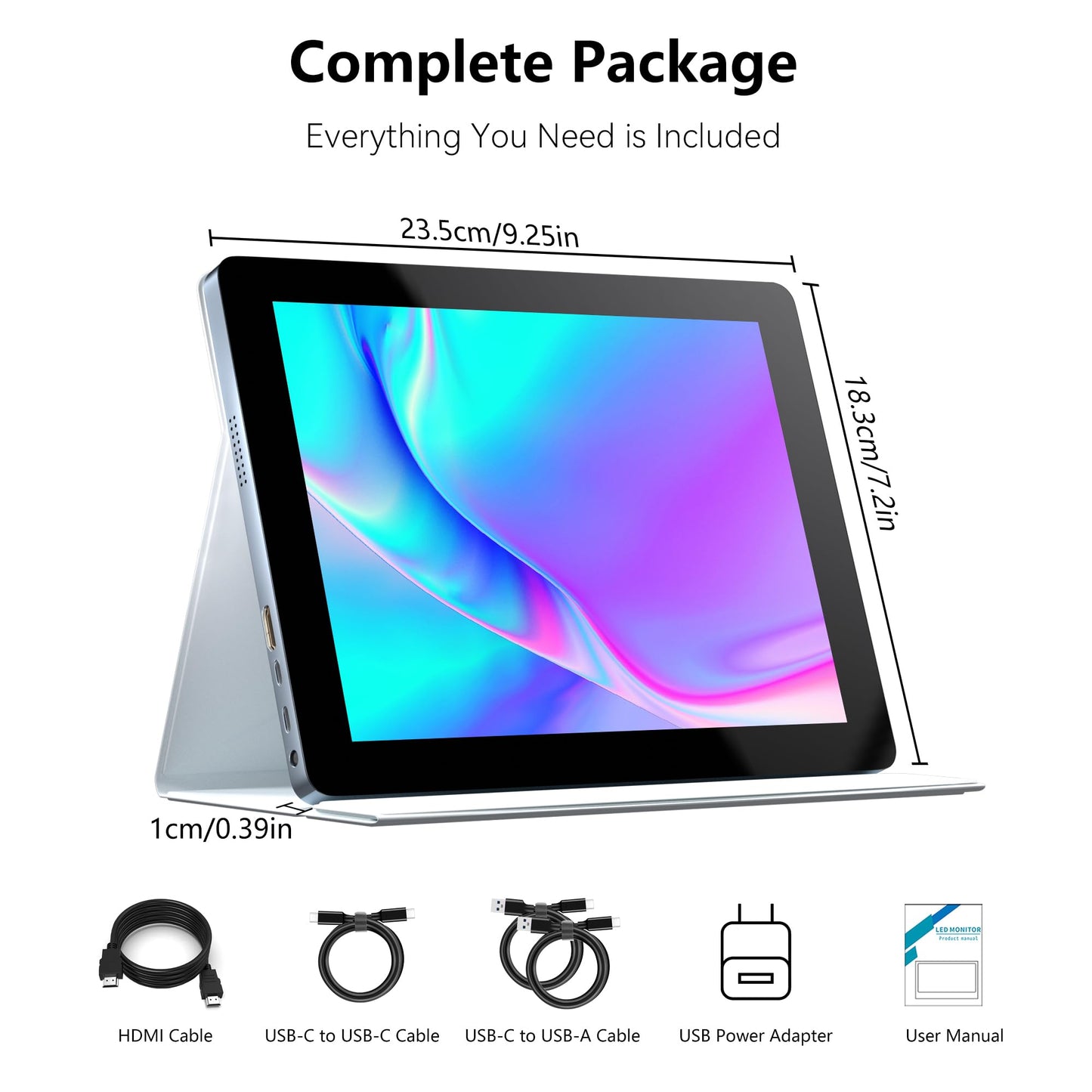 Thinlerain 9.7" 2K Portable Monitor Touchscreen, 2048x1536 IPS Display with 10-Point Touch, HDMI & Dual USB-C, CNC Aluminum Body, Built-in Speaker, Protective Case for PC/Phone/Travel/Home Office