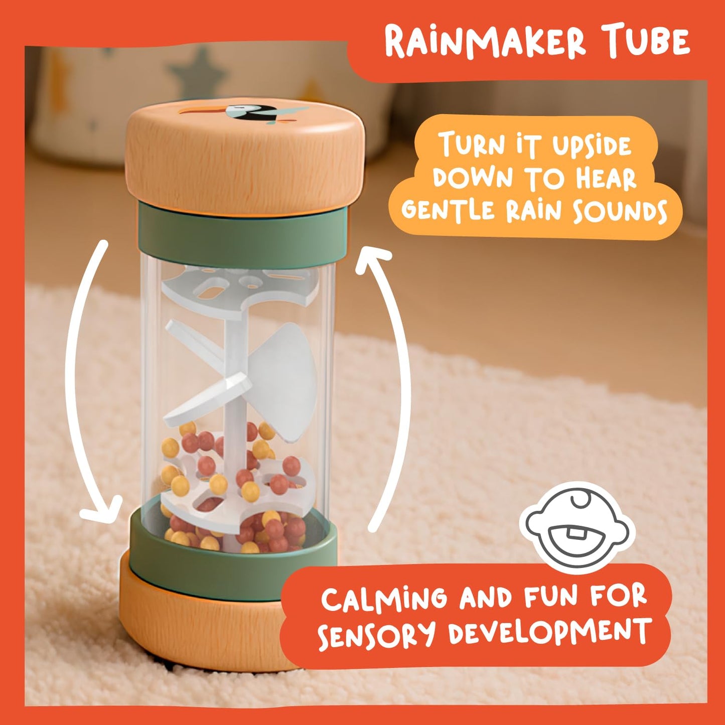 Nene Toys Montessori Toys for 1 Year Old – 4-in-1 Wooden Sensory Toy Set with Stacking Rings, Rainmaker, Giraffe Bead Maze & Activity Blocks – Educational Gift for Toddlers, Boys & Girls Age 1+