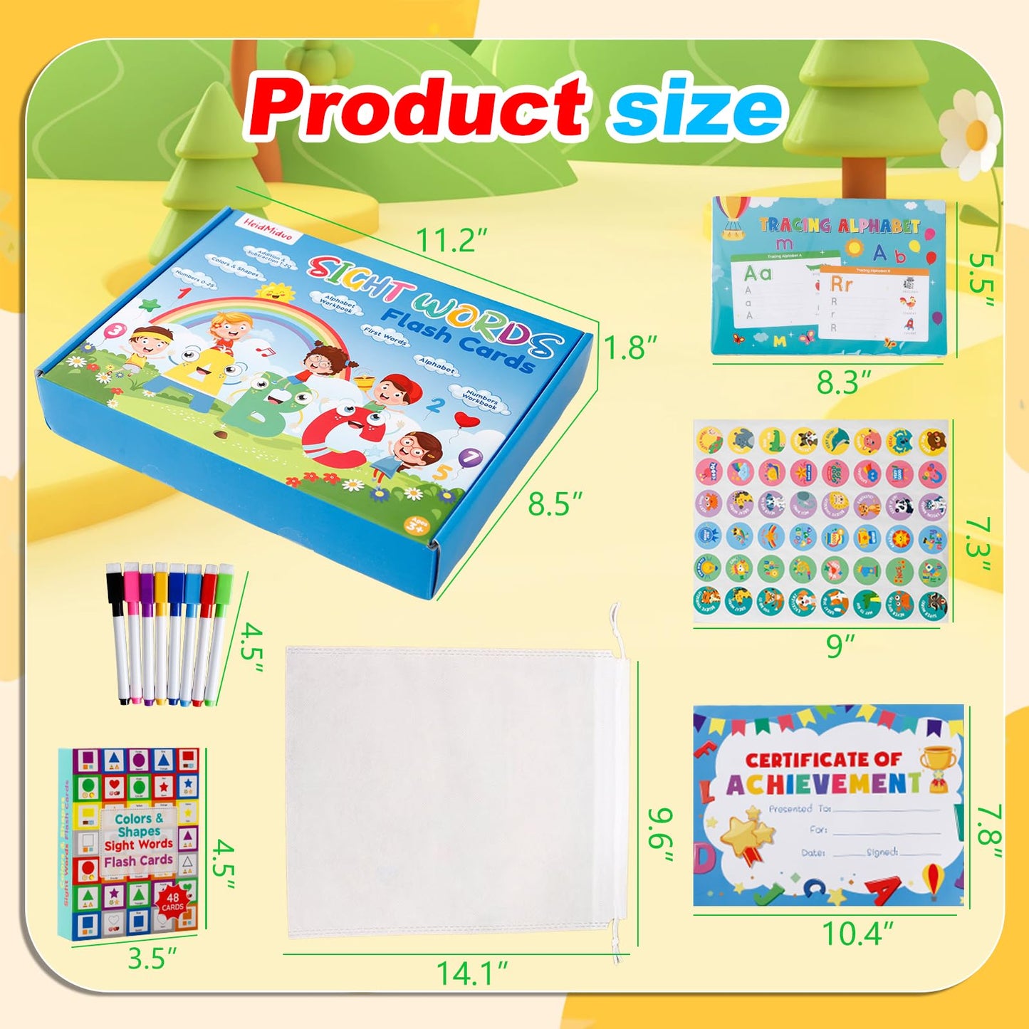 Alphabet ABC,Addition and Subtraction,Number,First Words,Shapes,Color Flash Cards 7 Set,568 Words Double-Sided Kindergarten Preschool Educational Pre k Flash Cards,Toddler FlashCards for Kids Ages 3+