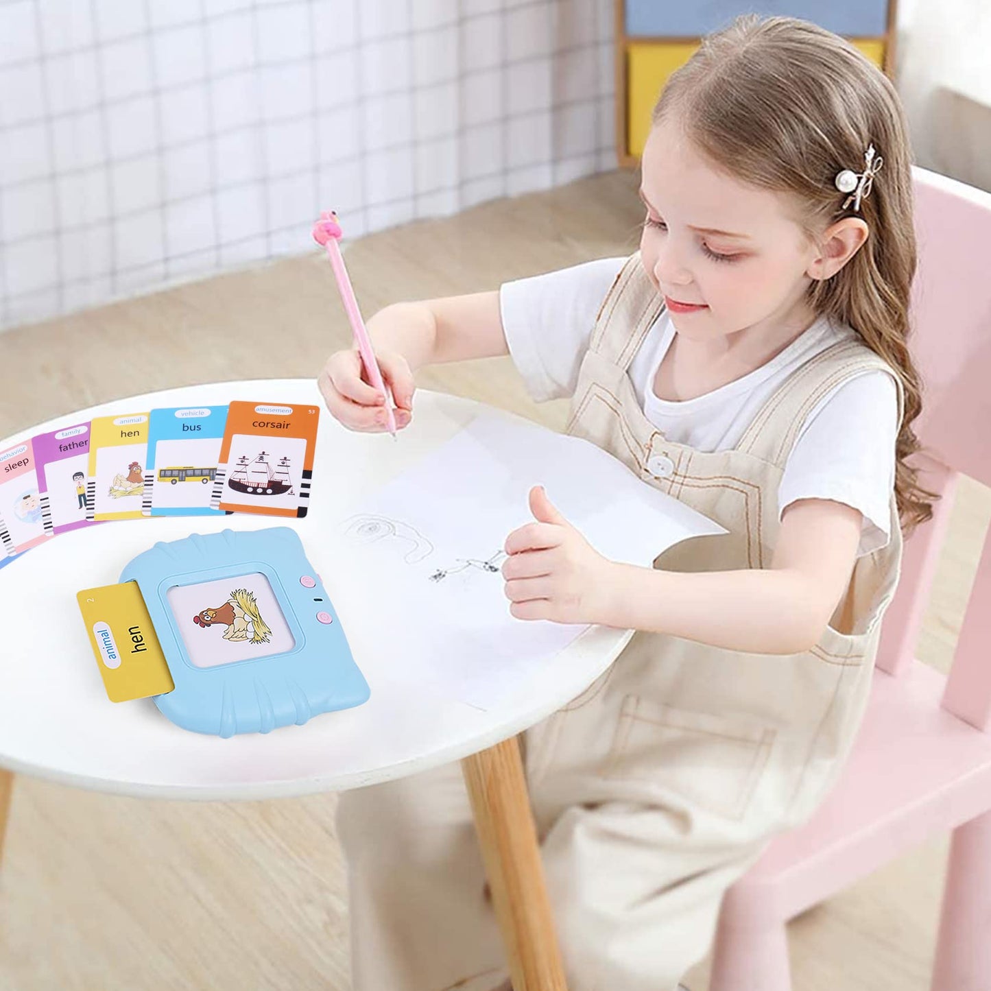 Talking Flash Cards for Toddler, Learning Toys for Toddlers 1-3 Pocket Speech, Talking Learning Flash Cards Educational Toys Sensory Toys Gift for Boys and Girls (510 Sight Words-Blue)