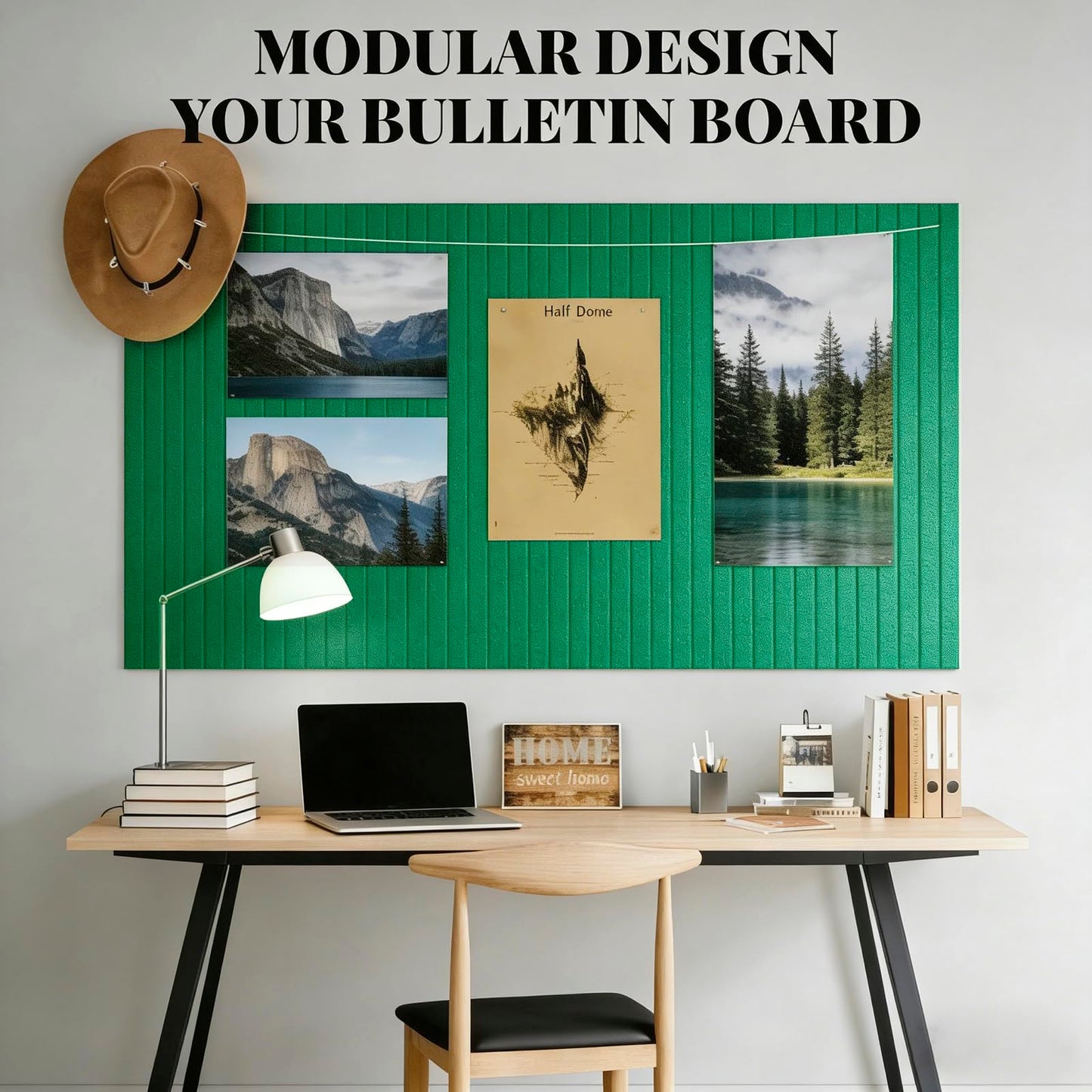 Slat Felt Wall Tiles (12 Pack) - 11.8"x11.8" Self-Adhesive Bulletin Board for Wall, Acoustic Panels for Sound Dampening, Modern Black Pin Board, Home Office Decor (30x30cm)