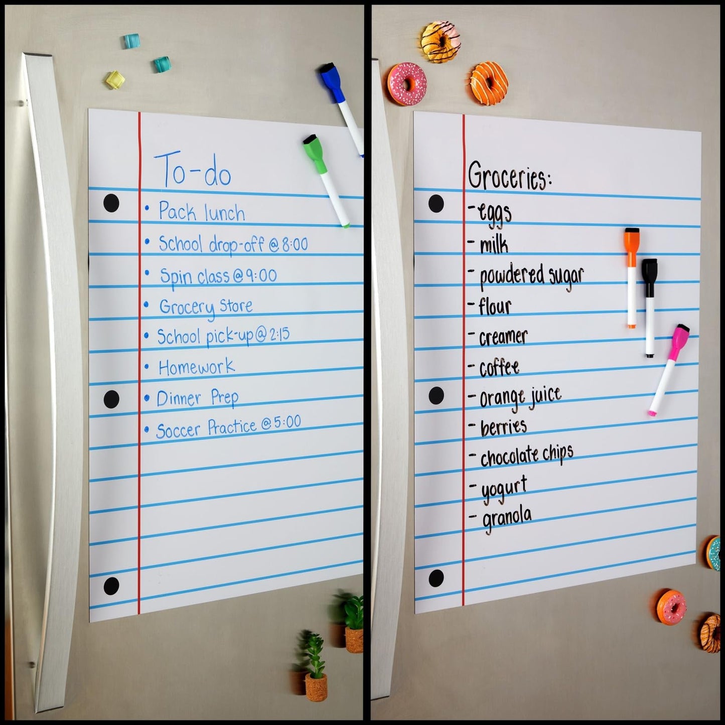 Bright Creations Magnetic Whiteboard Accessories Dry Erase Lined Notebook Paper - 17 x 22 in, Pack of 2, White, Vertical - Bulletin Board Paper
