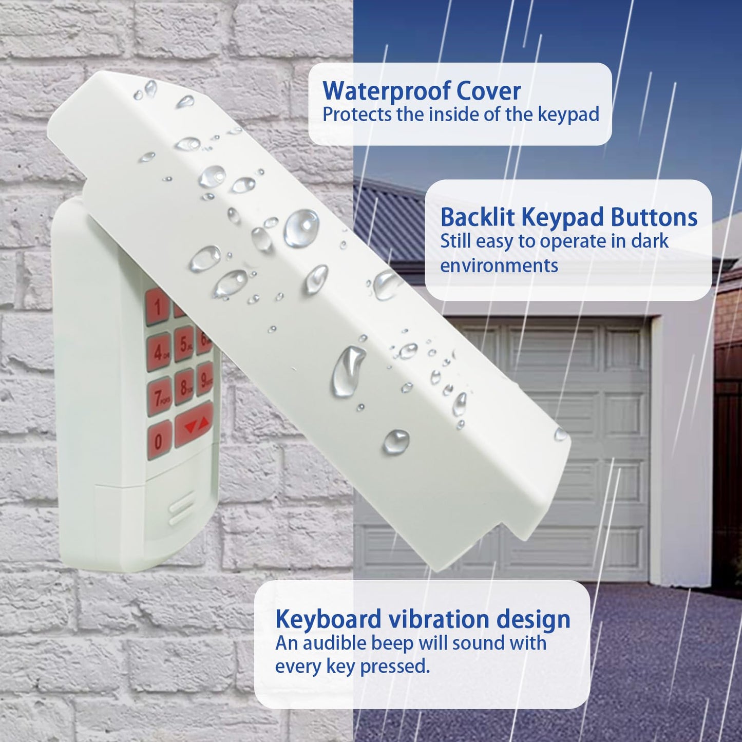 XDTKML for Genie Garage Door Opener Keypad Compatible with All Genie Intellicode Overhead Door Codedodger and Dip Switch Opener for 1995-Current Models 315/390MHZ Wireless Keyless Keypad Replacement