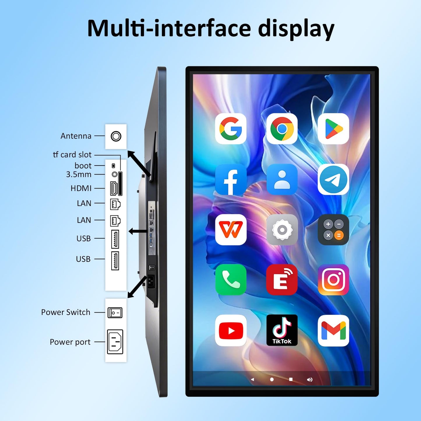 49" Smart Board, Portable Touch Screen TV, RK3588 Octa-Core Whiteboard, Android iOS 12, 10-Point IR Touchscreen, Two-Way Control, Reverse Live Streaming for Classroom Office Home (Wall Mount Include)