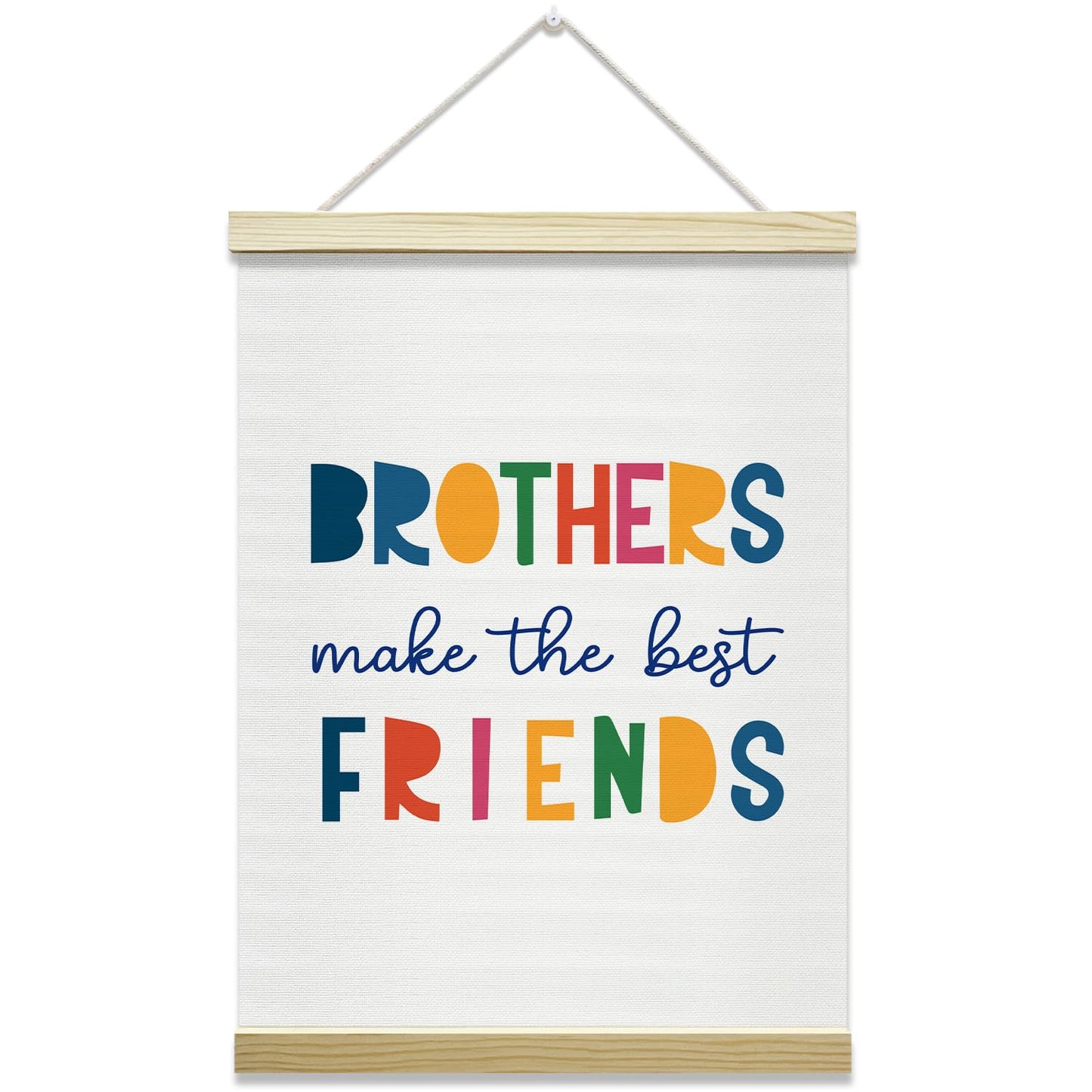 mermermu Brothers Make The Best Friends Poster Hanger Frame, Canvas Posters Wall Art for Toddlers Boys Room Bedroom Playroom Nursery Decor, 12x16 Inches -014