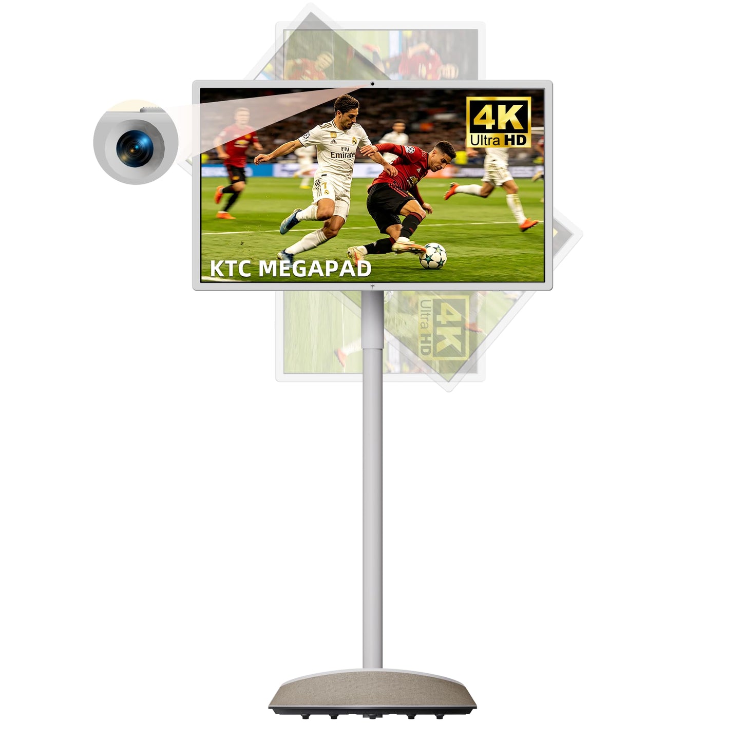 KTC MEGAPAD 32 Inch 4K Smart Portable TV on Wheels,16G+256G Storage, Android OS EDLA Certified, Four 8W Speakers, Built-in Battery&Camera, Voice Remote, UHD Touch Screen with Rolling Stand, A32Q7 Max
