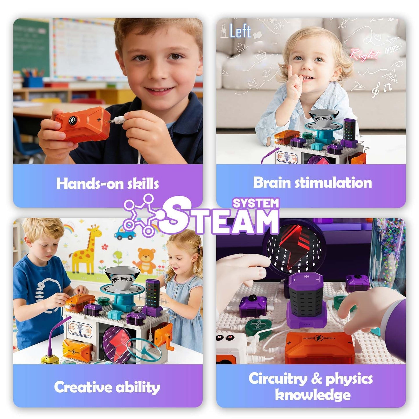 Science Kits for Kids Age 3-12, STEM Electronics Exploration Kit with 45 Circuit Parts, 380+ Science Experiments, Ideal Learning & Education Toys Gift for Boys and Girls, for Hands-On Physics Learning