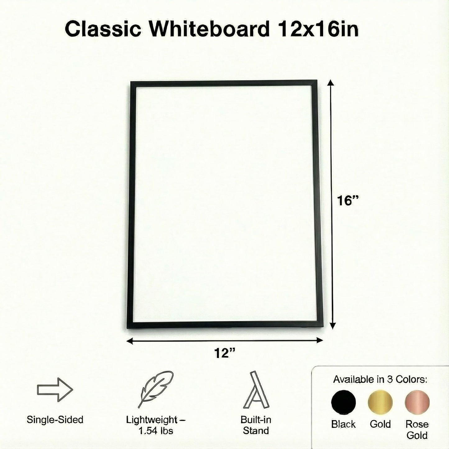 Lulu Office Magnetic Dry Erase Board 12x16 with Foldable Stand, Portable Black Desktop Whiteboard for Home, Office, School & Kitchen, Includes Weekly & Monthly Magnetic Planner Sheets