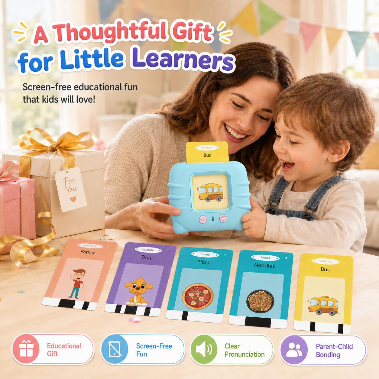 Talking Flash Cards for Toddlers 1 2 3 4 5 Year Olds, 224 Sight Words Montessori Language Learning Toys, Pocket Speech Therapy & Autism Sensory Toy, Educational Toddler Toys Gifts