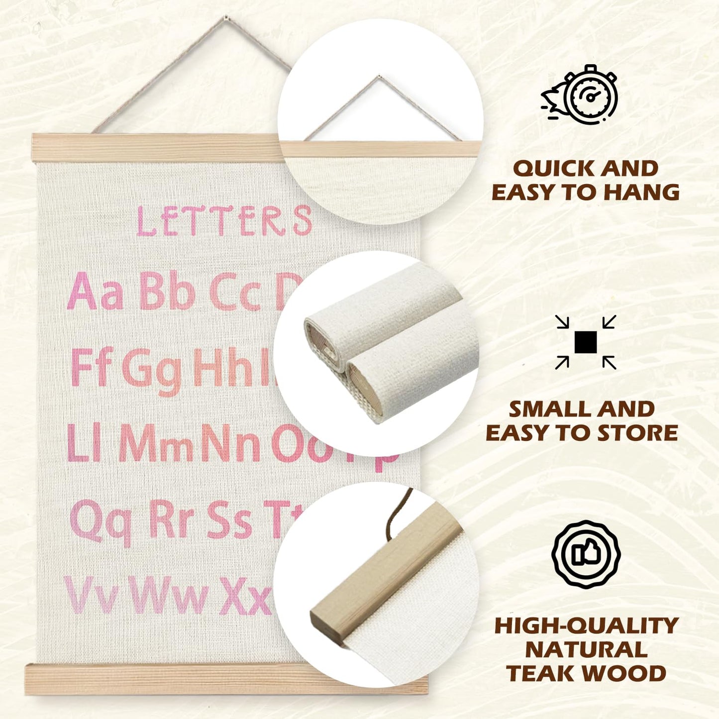 Supwhd Classroom Wall Decor, Numbers and Alphabet Educational Wall Art Poster, Alphabet ABC Numbers from 1 to 20 Poster Wall Decor for Toddler Kids Room Playroom Classroom, 12x16 Set of 2（Pink）