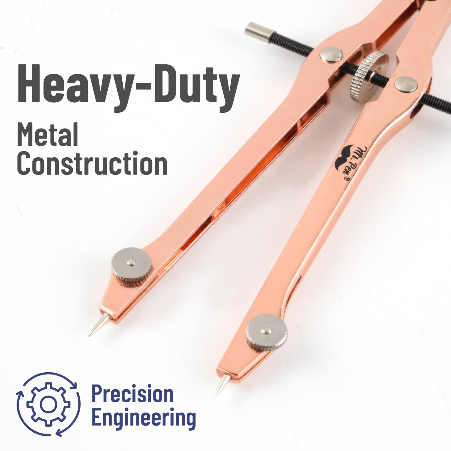 Mr. Pen- Geometry Set, 15 pcs, Rose Gold & Pink, 6 Inch Swing Arm Protractor, Divider, Set Squares, Ruler, Compasses and Protractor