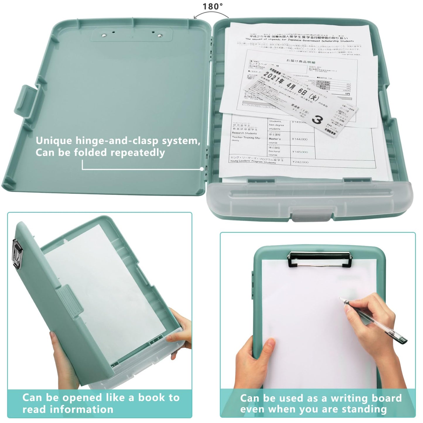 SFLHHDM Storage Clipboard with Pen Holder, High Capacity Clipboards for Classroom, Clip Boards 8.5x11 with Storage, Low-Profile Clip, Lightweight Plastic Clipboard for Kids, Lawers, Office Workers