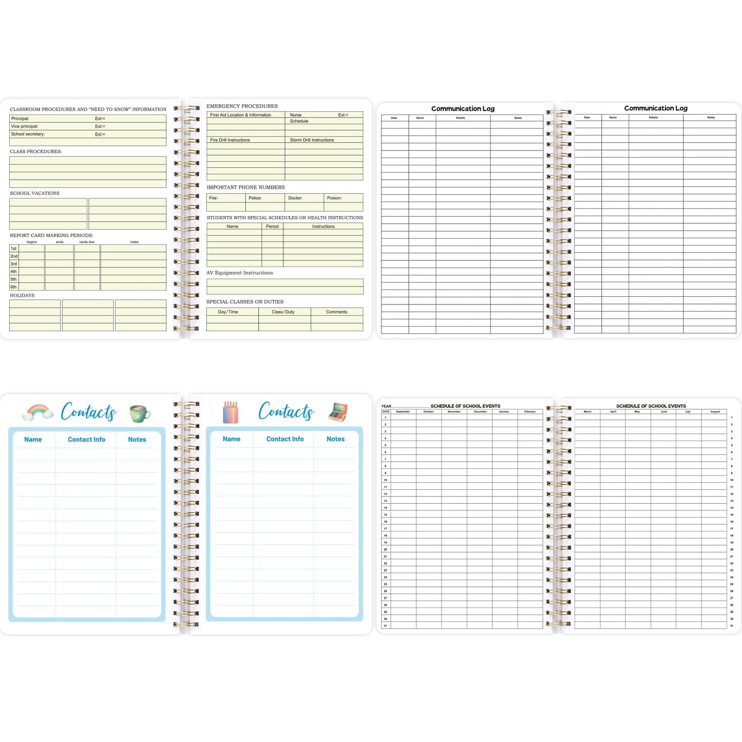 Ceiba Tree Undated Teacher Planner Lesson Planner and Record Book 8.5x11 inch Gradebook Attendance Book 10 Months 50 Weeks Lesson Plan 5 Sheet Teacher Planner Stickers