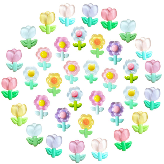 36-Piece Cute Resin Fridge Magnets Set - Colorful Kitchen Refrigerator Magnets for Home & Office, Whiteboard Magnetic Stickers for Photos, Notes, Memos, Shopping Lists (Flower Series)