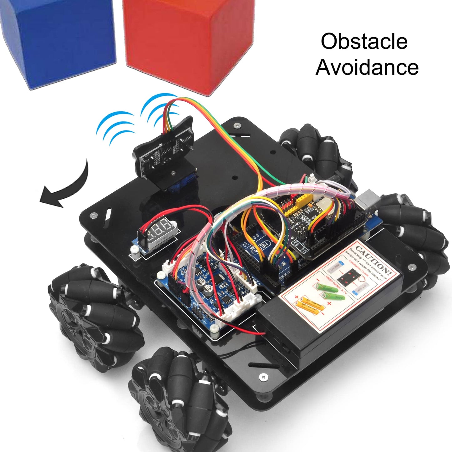 OSOYOO Omni-directinal Mecanum Wheels Robotic Car Kit for Arduino Mega2560 Metal Chassis DC Motor DIY STEM Remote Controlled Educational Mechanical DIY Coding