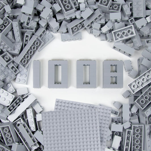 Cabeeskii Classic Building Blocks Bulk with 2 Base Plates, Building Bricks in 7 Size and 8 Color, Compatible with All Major Bricks, for Kids & MOC Lovers (Gray, 1008PCS)