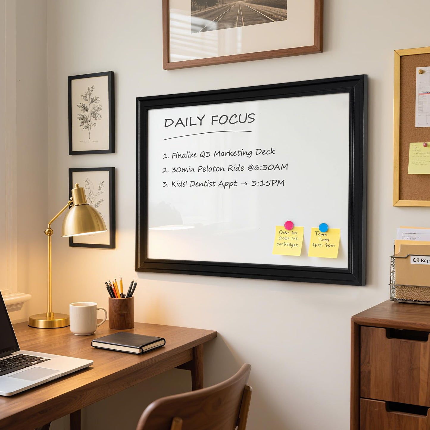 QUEENLINK White Board for Wall, 24''x18'' Magnetic Dry Erase Board, Decorative Whiteboard with Black Wooden Frame, Hanging Writing Board for Home Office School Dorm