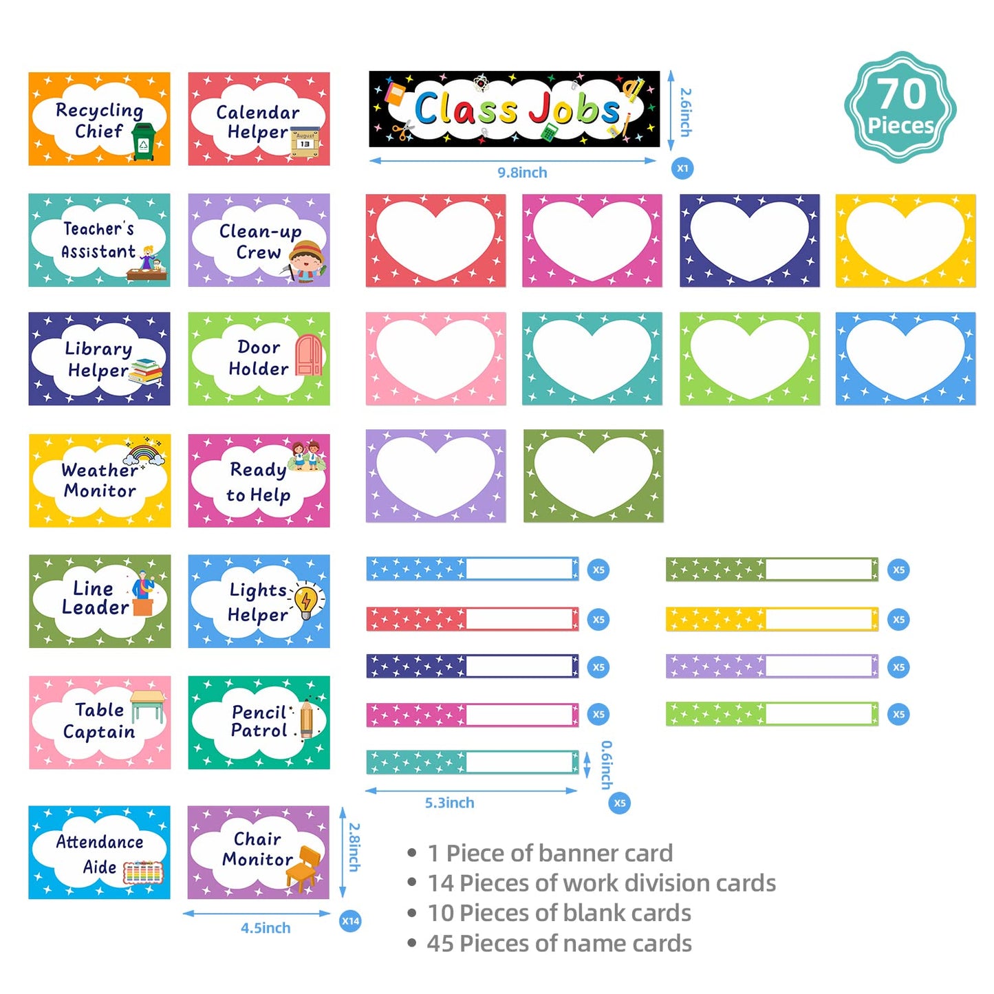 REGELETO Class Jobs Pocket Chart with 70 Colorful Dry Erase Cards and 3 Hooks,Class Management Educational Pocket Chart Teacher's Helper Size: 24.5”x21.8”inch Bulletin Board for Classroom (Black)