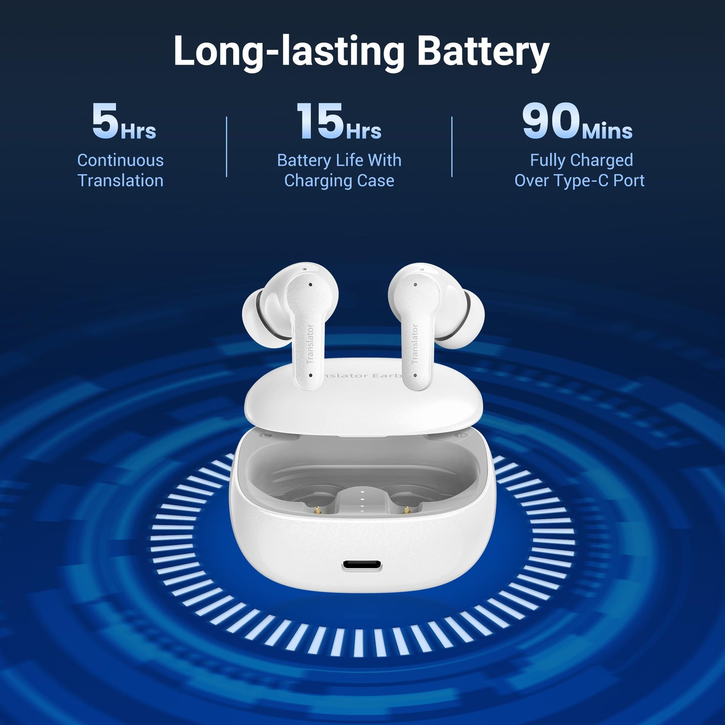 Anfier M3 AI Translator Earbuds Real Time, Online Translation Device in 144 Languages & Accents, 3-in-1 Two-Way Audifonos Traductores Inglés Español, Language Headphones for iOS & Android (White)