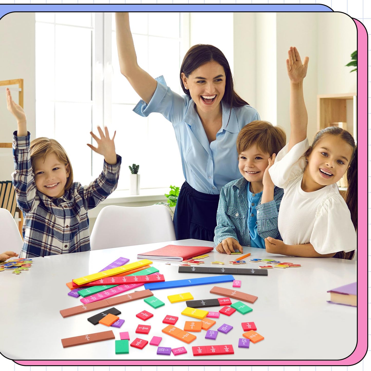 Sayglossy 12 Sets Fraction Set for Math Classroom Fractions Manipulatives Math Manipulatives for Home School Supplies (Tiles)