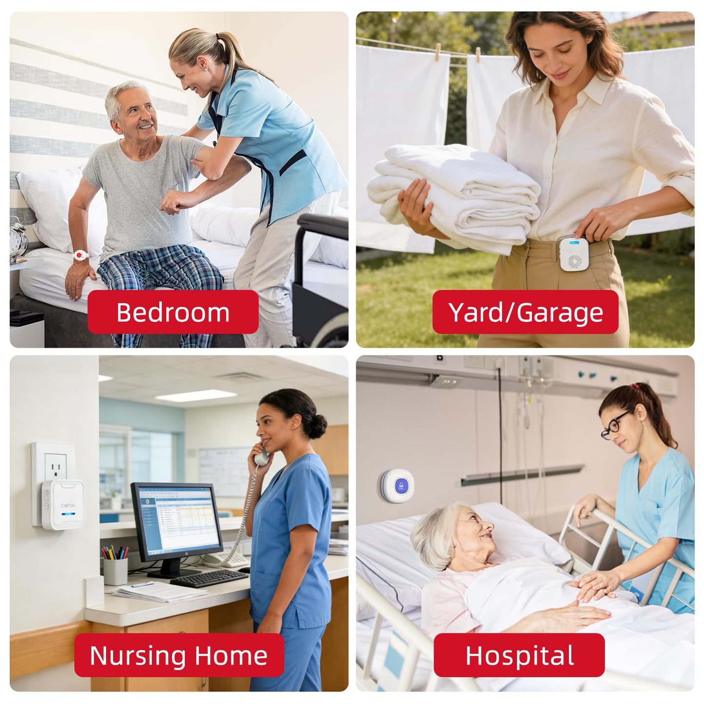 CallToU Caregiver Pager Wireless Call Button for Elderly/Senior,2026 New Version Pager with Vibration & Rechargeable,Nurse Alert System for Home Care Seniors