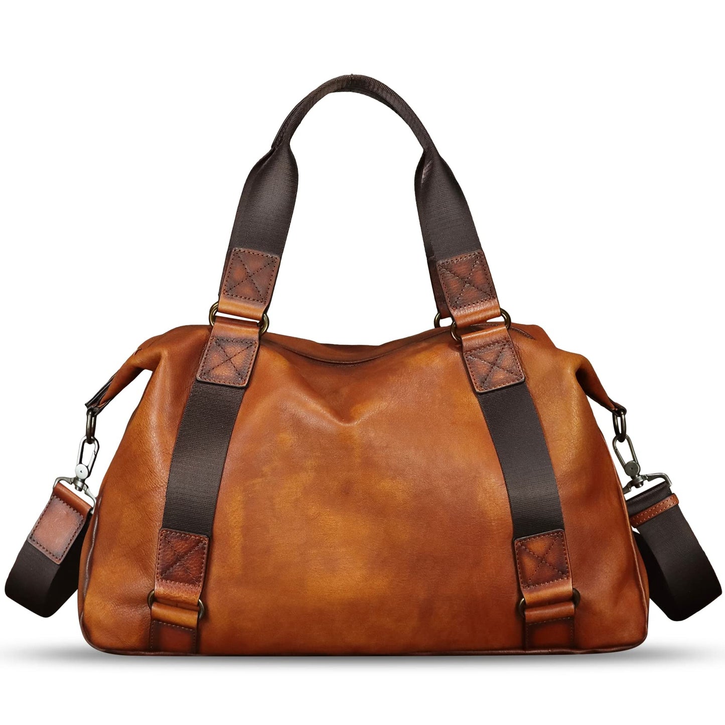 Genuine Leather Messenger Bag for Men Top Handle Handbag Crossbody Sling Laptop Bag Vintage Travel Business Briefcase (Brown)