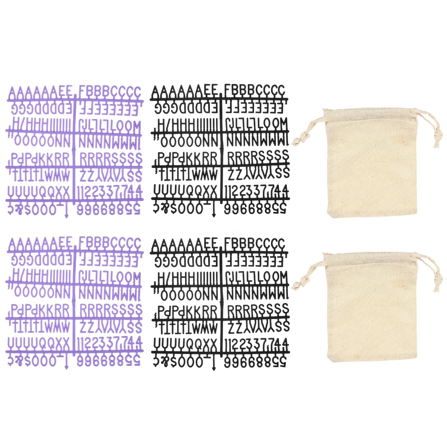 PATIKIL 588 Piece Plastic Letters Set for Felt Letter Board, Black/Purple Alphabet Message Board Accessories Including Letter Numbers with Restraint Strap for Cafe, Wedding, Birthday