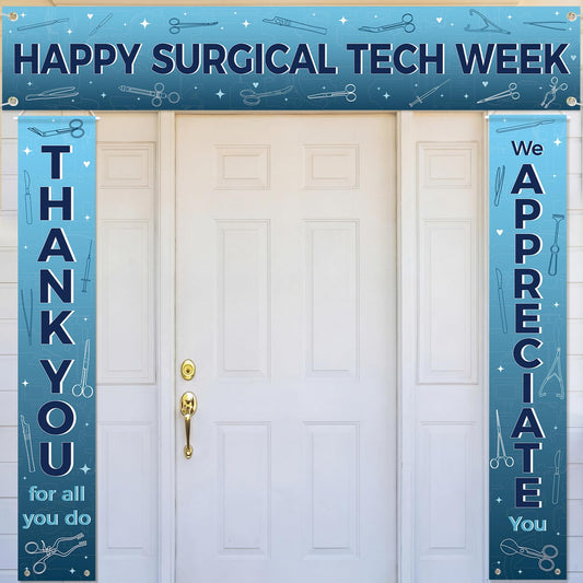 Fanfanwin 3 Pcs Happy Surgical Tech Week Banner We Appreciate Thank You Celebrate with Surgical Tech Week Party Decor Doctor Staff Party Supplies for Hard Work Nurse Doctor
