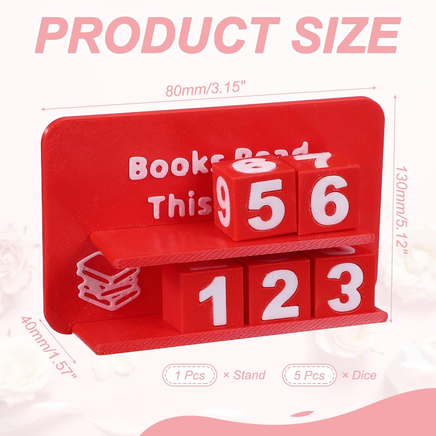 PATIKIL Books Read This Year Tracker, 3D Reading Challenge Counter Sign Library Bookshelf Decor Reading Challenge Number Up to 999 Books Gift for Reader Book Lovers Teachers, Red