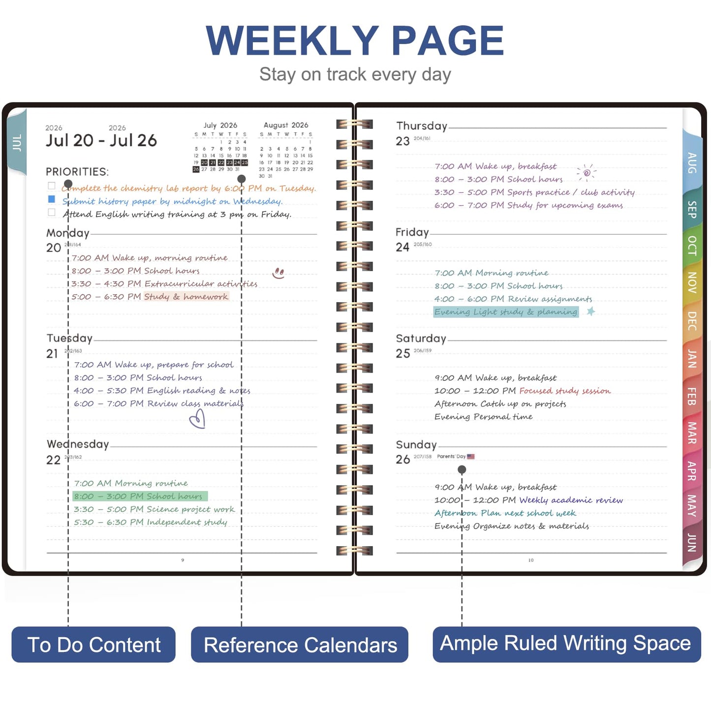Planner 2026-2027, Weekly and Monthly Academic Planner, July 2026 - June 2027, Hardcover Calendar Agenda Book for School Year Planning, School Supplies for Teacher and Student, Letter Size(8.5'' x 11'')