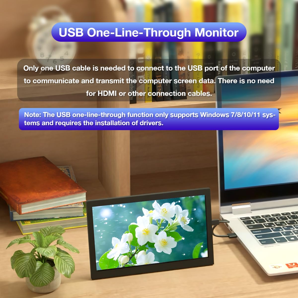 Hosyond 7 Inches USB C Mini Monitor 1024x600 IPS LCD Display Type C Secondary Screen for PC Laptop Windows