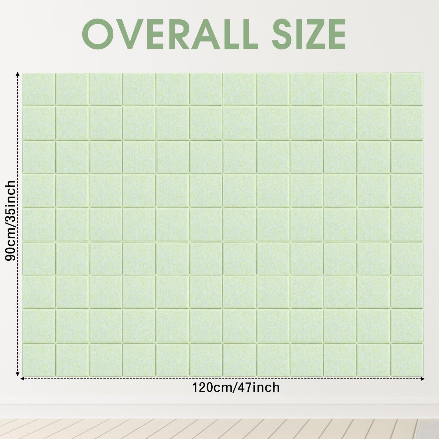 Honoson 12 Pack 48 x 36 Inches Large Cork Board Felt Wall Tiles with Safe Adhesive Large Decorative Vision Wall Board for Walls Home Office(Sage Green)